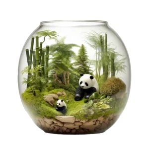 สวนขวดแก้วพร้อมหมีแพนด้า